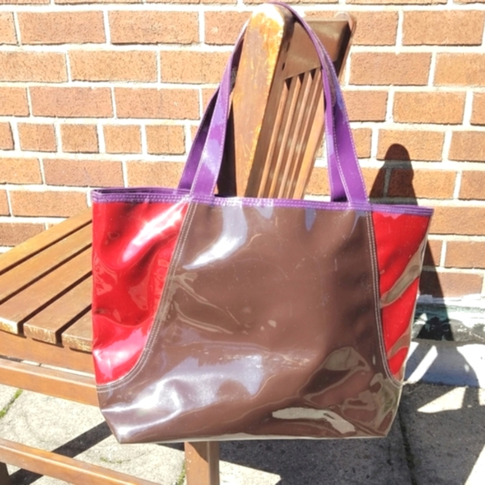 Estee Lauder Color Block Lined Vinyl Tote Bag